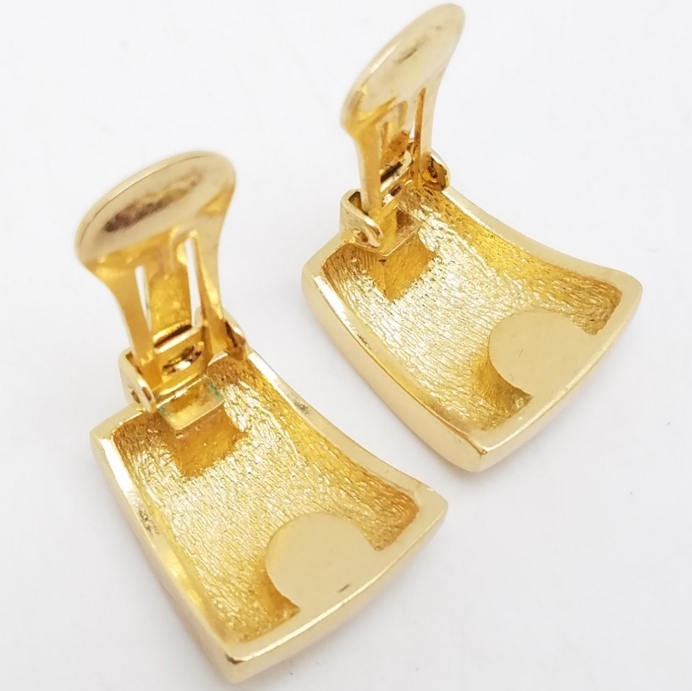 EUC DIOR Gold Jeweled Vintage Clip On Earrings COA - Picture 5 of 7